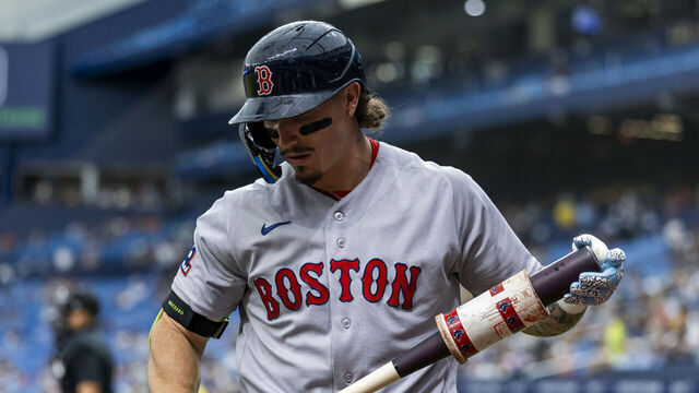 ST PETERSBURG, FLORIDA - JUNE 8: Jarren Duran #16 of the Boston Red Sox prior to the game against the Tampa Bay Rays at Tropicana Field on June 8, 2026 in St Petersburg, Florida.
