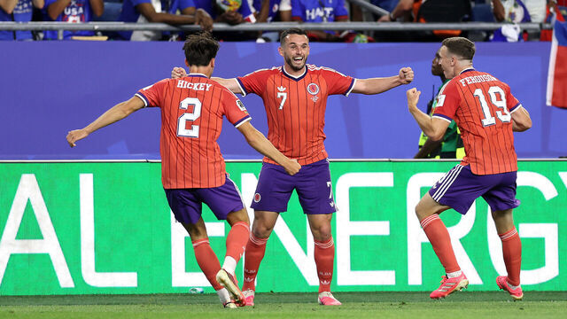 FOXBOROUGH, MASSACHUSETTS - JUNE 13: John McGinn #7 of Scotland celebrates scoring his team's first goal with teammates Lewis Ferguson #19 and Aaron Hickey #2 during the FIFA World Cup 2026 Group C match between Haiti and Scotland at Boston Stadium on June 13, 2026 in Foxborough, Massachusetts.