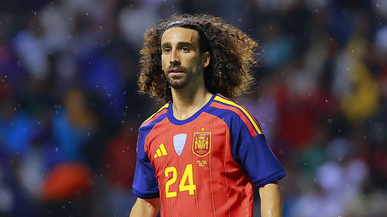 PUEBLA, MEXICO - JUNE 8: Marc Cucurella of Spain looks on during the international friendly match between Peru and Spain at Estadio Cuauhtémoc on June 8, 2026 in Puebla, Mexico.