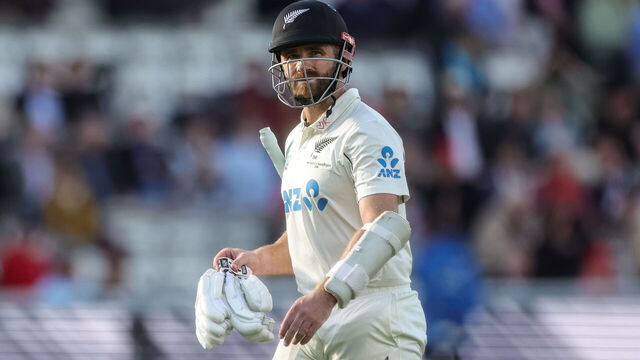 Kane Williamson of New Zealand leaves the field after being dismissed by Josh Tongue of England during the first Rothesay Test Match, Day 2, between England and New Zealand at Lords in London, United Kingdom, on June 5, 2026.