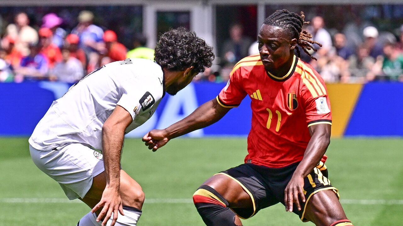 Belgium's Jeremy Doku pictured in action during a soccer game between Belgian national team Red Devils and Egypt, on Monday 15 June 2026 in Seattle, the first game in the group stage of the FIFA World Cup 2026 in the United States of America. The Diables Rouges - Rode Duivels were drawn into Group G. BELGA PHOTO DIRK WAEM