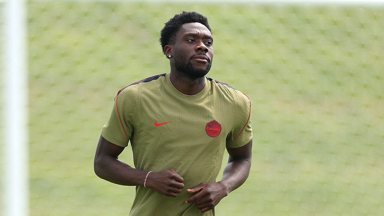 TORONTO, ONTARIO - JUNE 11: Alphonso Davies of Canada during the training session of Canada one day ahead of the FIFA World Cup 2026 Group B match between Canada and Bosnia and Herzegovina at Toronto Stadium on June 11, 2026 in Toronto, Ontario.