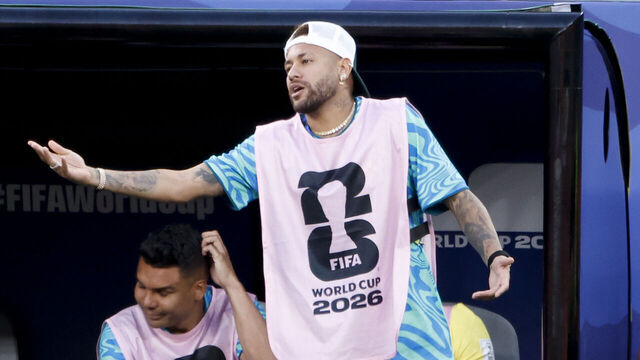 EAST RUTHERFORD, NEW JERSEY - JUNE 13: Neymar Jr #10 of Brazil during the FIFA World Cup 2026 Group C football match between Brazil and Morocco at New York New Jersey Stadium on June 13, 2026 in East Rutherford, United States.