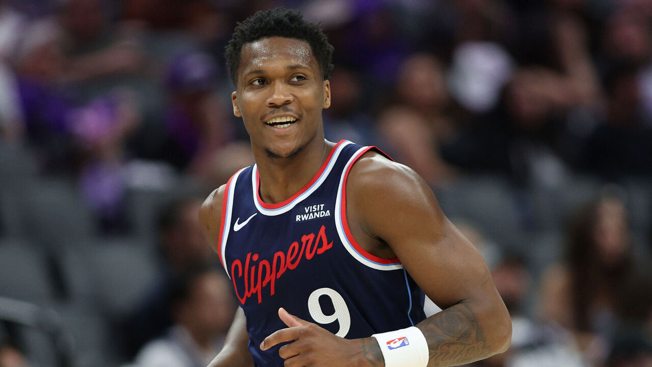 SACRAMENTO, CALIFORNIA - APRIL 5: Bennedict Mathurin #9 of the Los Angeles Clippers runs back on defense during the second half against the Sacramento Kings at Golden 1 Center on April 5, 2026 in Sacramento, California.