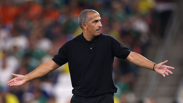 MONTERREY, MEXICO - JUNE 14: Sabri Lamouchi, Head Coach of Tunisia, reacts during the FIFA World Cup 2026 Group F match between Sweden and Tunisia at Monterrey Stadium on June 14, 2026 in Monterrey, Mexico.