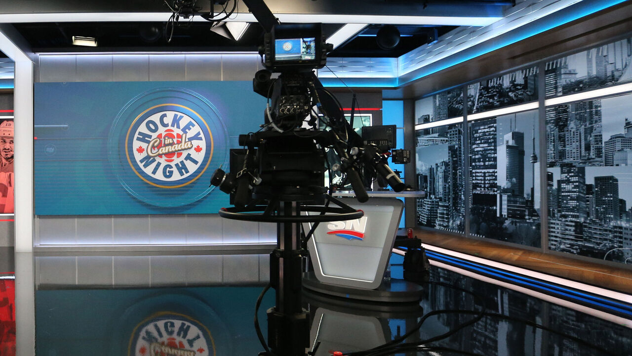 Toronto, ON- October 6 - One of two new studio sets that have multiple spots within for shooting. Sportsnet has built a new set for their hockey coverage, including a new set for Hockey Night in Canada. in Toronto. October 6, 2021. (Steve Russell/Toronto Star via Getty Images)
