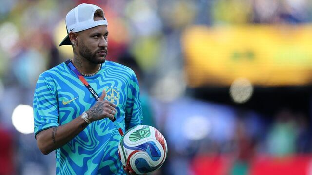 Neymar of Brazil reacts before the group C match between Brazil and Morrocco at the 2026 FIFA World Cup at New York New Jersey Stadium in New York, the United States, June 13, 2026.