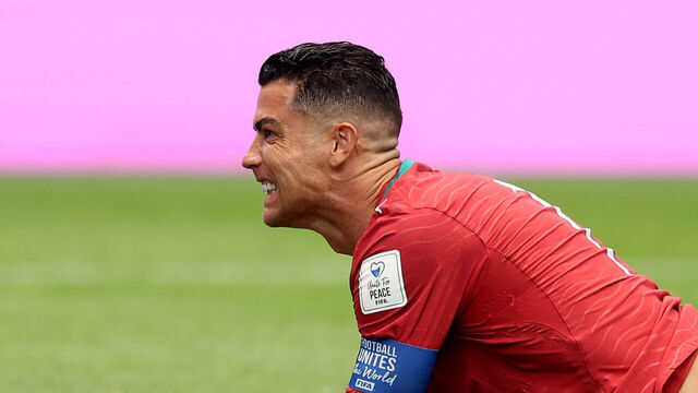 HOUSTON, TEXAS - JUNE 17: Cristiano Ronaldo #7 of Portugal reacts during the FIFA World Cup 2026 Group K match between Portugal and Congo DR at Houston Stadium on June 17, 2026 in Houston, Texas.