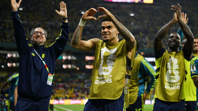 MEXICO CITY, MEXICO - JUNE 17: Luis Diaz #7 and players of Colombia applaud fans after the team's 3-1 victory in during the FIFA World Cup 2026 Group K match between Uzbekistan and Colombia at Mexico City Stadium on June 17, 2026 in Mexico City, Mexico.