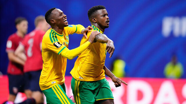 ATLANTA, GEORGIA - JUNE 18: Teboho Mokoena of South Africa celebrates a goal during the FIFA World Cup 2026 Group A match between Czechia and South Africa at Atlanta Stadium on June 18, 2026 in Atlanta, Georgia.