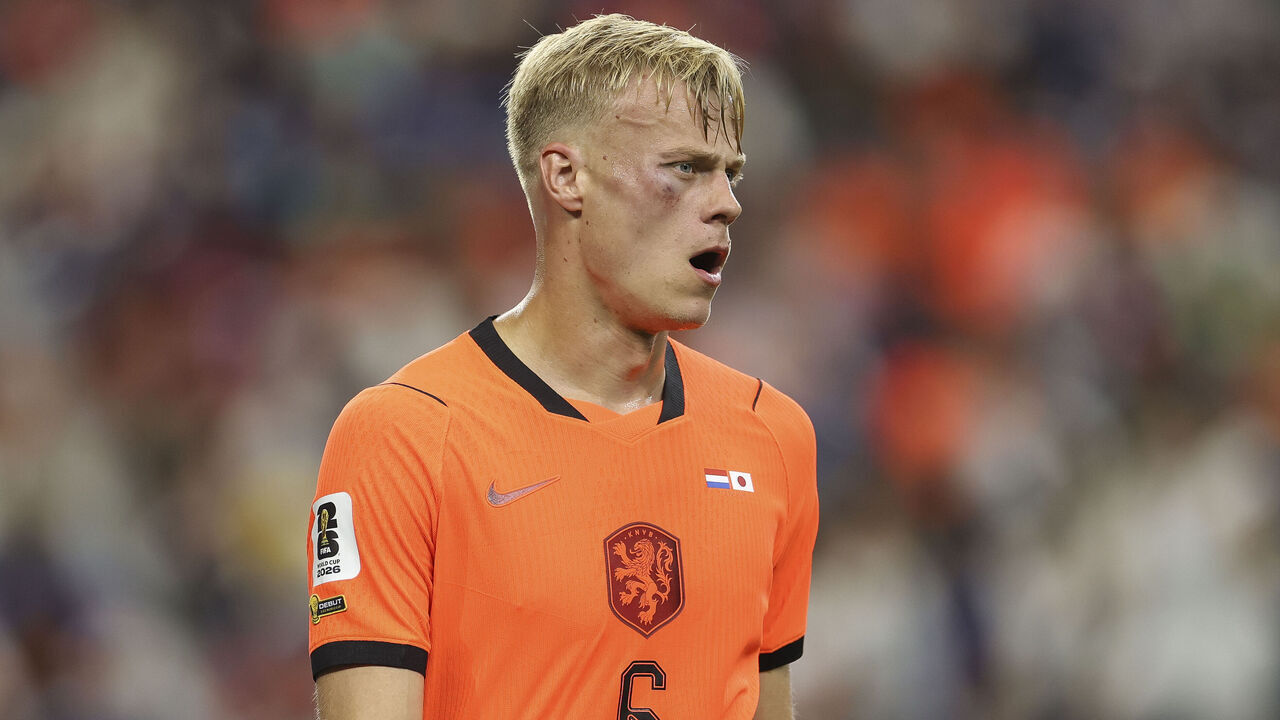 ARLINGTON, TEXAS - JUNE 14: Jan-Paul van Hecke #6 of Netherlands looks on during the FIFA World Cup 2026 Group F match between Netherlands and Japan at Dallas Stadium on June 14, 2026 in Arlington, Texas.