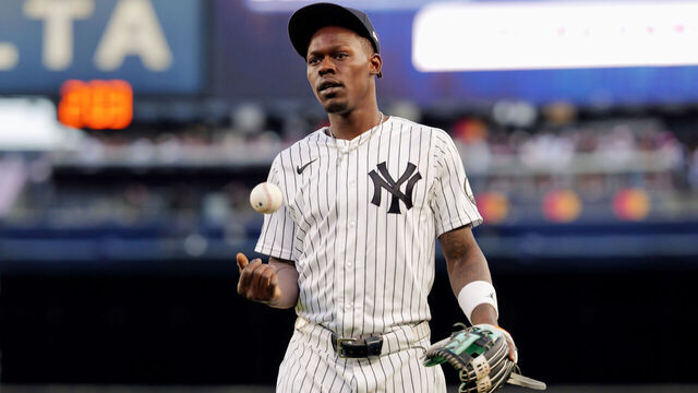 NEW YORK, NY - JUNE 18: Jazz Chisholm Jr. #13 of the New York Yankees leaves the field during the game between the Chicago White Sox and the New York Yankees at Yankee Stadium on Thursday, June 18, 2026 in New York, New York.