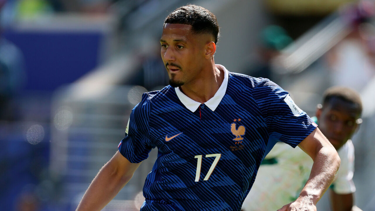 EAST RUTHERFORD, NEW JERSEY - JUNE 16: William Saliba of France running during the FIFA World Cup 2026 Group I match between France and Senegal at New York New Jersey Stadium on June 16, 2026 in East Rutherford, United States.