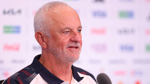 PHILADELPHIA, PENNSYLVANIA - JUNE 21: Manager Graham Arnold of Iraq speaks during the team's press conference one day ahead of the FIFA World Cup 2026 Group I match between France and Iraq at Philadelphia Stadium on June 21, 2026 in Philadelphia, Pennsylvania.