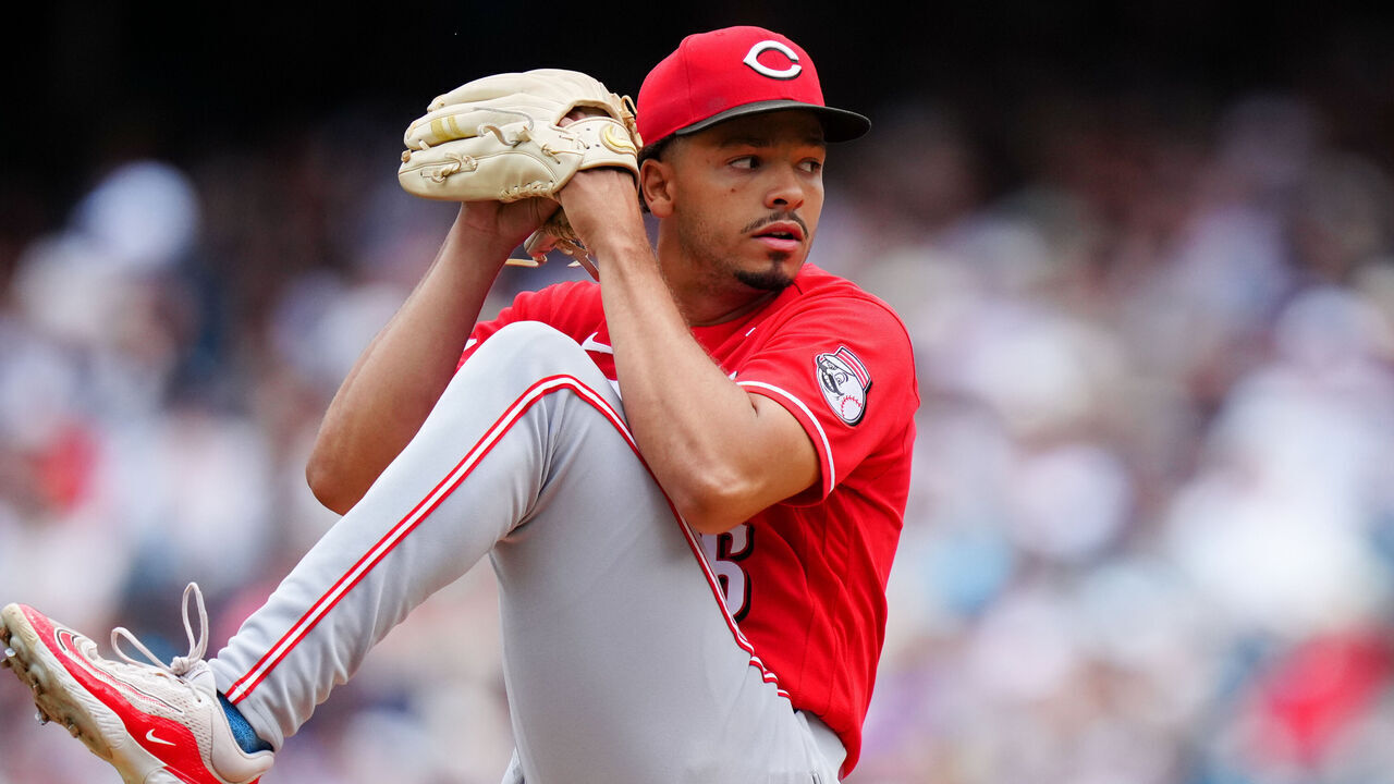 NEW YORK, NY - JUNE 21: Chase Burns #26 of the Cincinnati Reds pitches during the game between the Cincinnati Reds and the New York Yankees at Yankee Stadium on Sunday, June 21, 2026 in New York, New York.