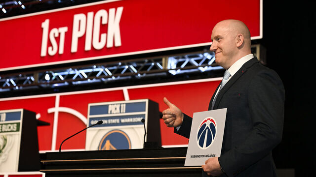 CHICAGO, IL - MAY 10: President Michael Winger of the Washington Wizards poses for a photo after the Wizards won the 1st overall during the 2026 NBA Draft Lottery on May 10, 2026 at Navy Pier in Chicago, Illinois. Mandatory Copyright Notice: Copyright 2026 NBAE