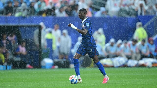 PHILADELPHIA, UNITED STATES - JUNE 22: Ousmane Dembele (7) of France celebrates after scoring a goal during the 2026 FIFA World Cup First Stage Group I match between France and Iraq at Lincoln Financial Field (Philadelphia Stadium) in Philadelphia, Pennsylvania, United States on June 22, 2026.