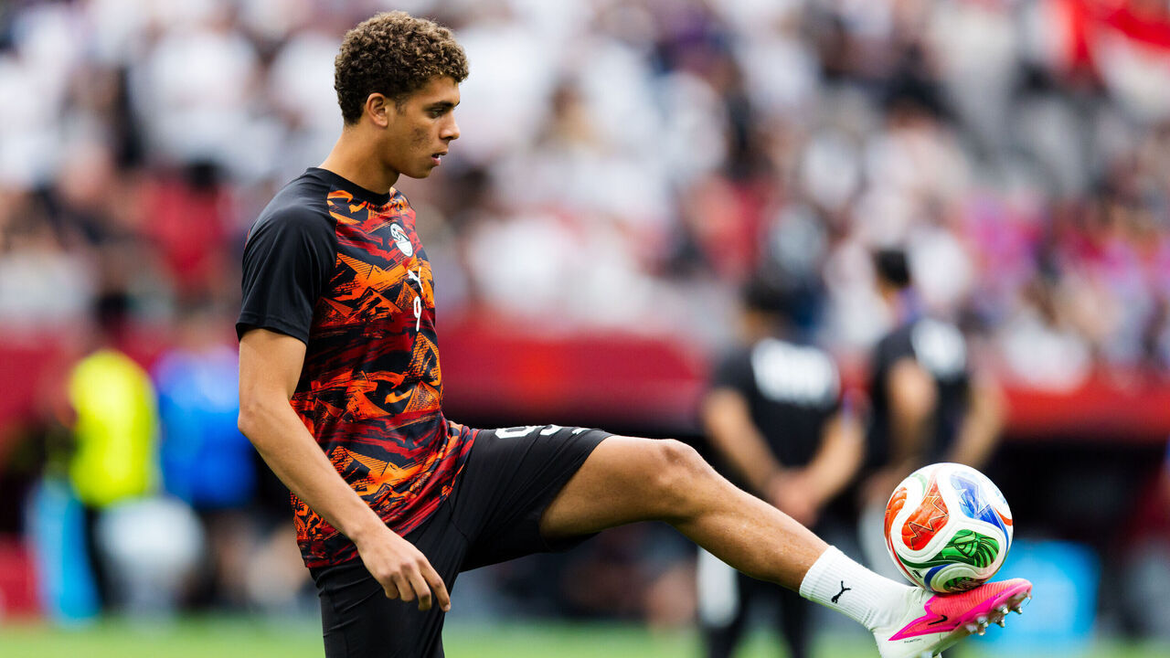 VANCOUVER, CANADA - JUNE 21: Hamza Abdelkarim #9 of Egypt warms up during the FIFA World Cup 2026 Group G match against New Zealand at BC Place Vancouver on June 21, 2026 in Vancouver, Canada.