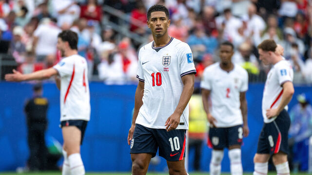 FOXBOROUGH, MASSACHUSETTS - JUNE 23: Jude Bellingham #10 of England looks on during the FIFA World Cup 2026 Group L match between England and Ghana at Boston Stadium on June 23, 2026 in Foxborough, Massachusetts.