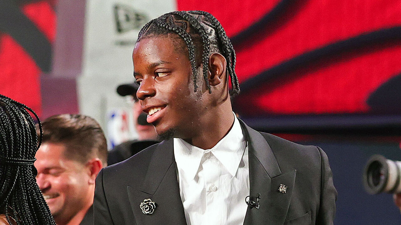NEW YORK, NEW YORK - JUNE 23: Caleb Wilson is selected fourth overall by the Chicago Bulls during Round One of the 2026 NBA Draft at Barclays Center on June 23, 2026 in New York City.