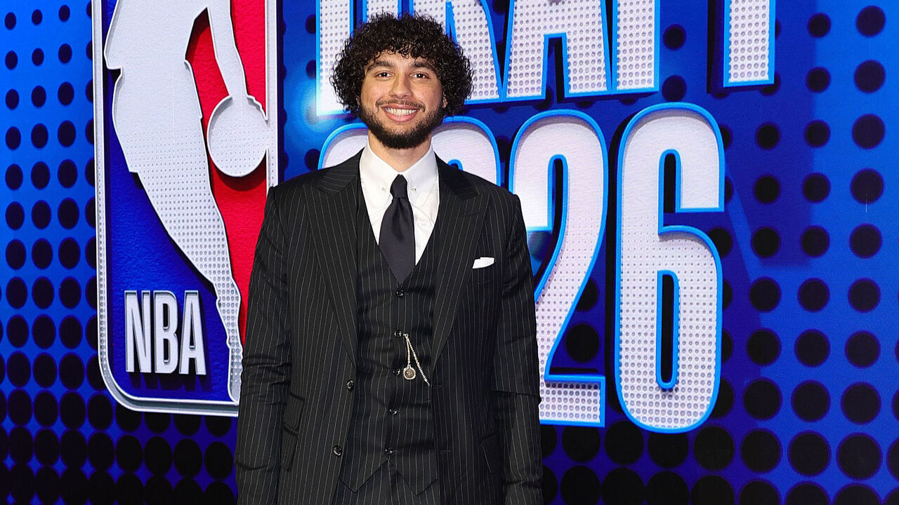 NEW YORK, NEW YORK - JUNE 23: Allen Graves poses on the red carpet prior to Round One of the 2026 NBA Draft at Barclays Center on June 23, 2026 in New York City.