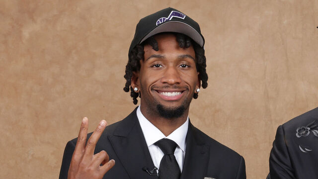BROOKLYN, NY - JUNE 23: Darryn Peterson and AJ Dybantsa poses for a portrait after being drafted by the Utah Jazz and the Washington Wizards during the 2026 NBA Draft - Round One on June 23, 2026 at Barclays Center in Brooklyn, New York. Mandatory Copyright Notice: Copyright 2026 NBAE