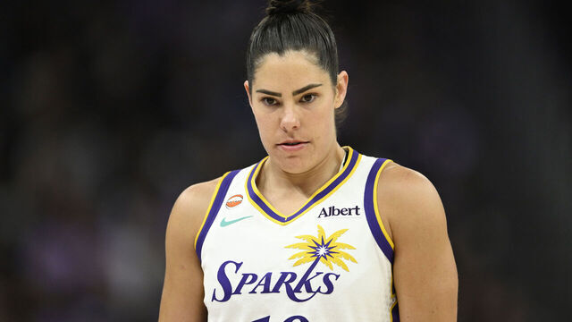 SAN FRANCISCO, CALIFORNIA - JUNE 15: Kelsey Plum #10 of the Los Angeles Sparks looks on against the Golden State Valkyries in the fourth quarter during a Commissioner's Cup game at Chase Center on June 15, 2026 in San Francisco, California.