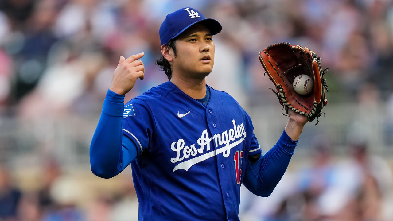 MINNEAPOLIS, MN - JUNE 24: Shohei Ohtani #17 of the Los Angeles Dodgers looks on against the Minnesota Twins on June 24, 2026 at Target Field in Minneapolis, Minnesota.