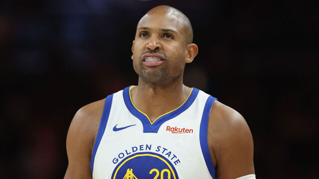 PHOENIX, ARIZONA - APRIL 17: Al Horford #20 of the Golden State Warriors during the second half of an NBA play-in tournament game at Mortgage Matchup Center on April 17, 2026 in Phoenix, Arizona. The Suns defeated the Warriors 111-96.