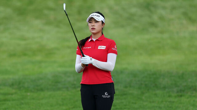 CHASKA, MINNESOTA - JUNE 25: Ina Yoon of South Korea prepares to play her shot on the third hole during the first round of the KPMG Women's PGA Championship 2026 at Hazeltine National Golf Club on June 25, 2026 in Chaska, Minnesota.