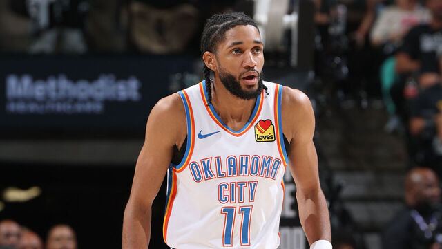 SAN ANTONIO, TX - MAY 28: Isaiah Joe #11 of the Oklahoma City Thunder looks on during the game against the San Antonio Spurs during Game Six of the NBA Western Conference Finals on May 28, 2026 at the Frost Bank Center in San Antonio, Texas. Mandatory Copyright Notice: Copyright 2026 NBAE (Photos by Joe Murphy/NBAE via Getty Images)