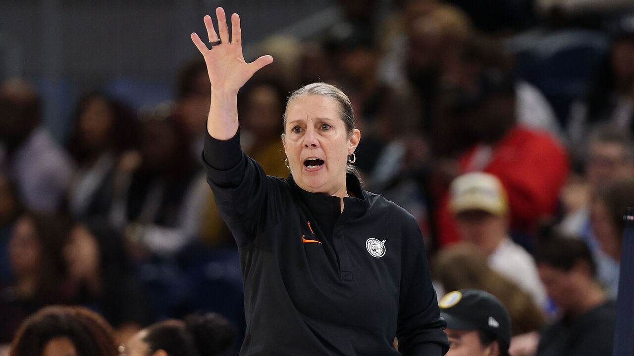 CHICAGO, ILLINOIS - MAY 29: Head coach Cheryl Reeve of the Minnesota Lynx reacts against the Chicago Sky during the second half at Wintrust Arena on May 29, 2026 in Chicago, Illinois.