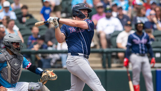 Sean Keys of the New Hampshire Fisher-Cats hits the ball during a Minor League Baseball game at TD Bank Ballpark in Bridgewater, United States, on May 31, 2026.