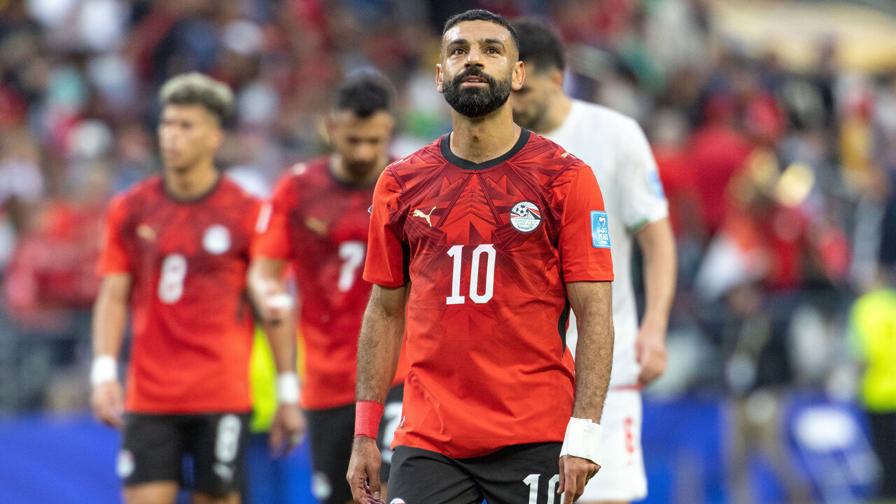 SEATTLE, WASHINGTON - JUNE 26: Mohamed Salah #10 of Egypt looks on during the FIFA World Cup 2026 Group G match between Egypt and IR Iran at Seattle Stadium on June 26, 2026 in Seattle, Washington.