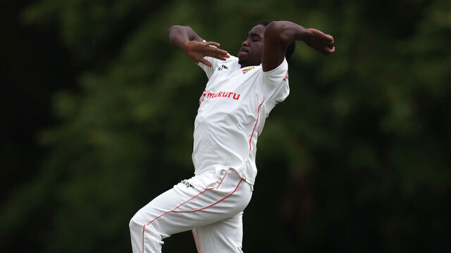ARUNDEL, ENGLAND - JUNE 04: Newman Nyamhuri of Zimbabwe pictured during a warm up match between South Africa and Zimbabwe ahead of the ICC World Test Championship Final 2025 on June 04, 2025 in Arundel, England.
