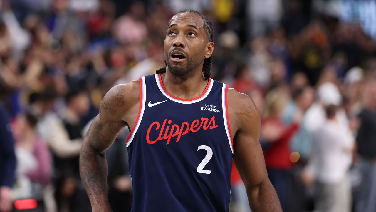 INGLEWOOD, CA - APRIL 15: Clippers forward Kawhi Leonard, #2, walks off the court after their season-ending loss to the Golden State Warriors during an NBA play-in-tournament at the Intuit Dome in Inglewood Wednesday, April 15, 2026. (Allen J. Schaben / Los Angeles Times via Getty Images)