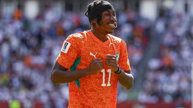TORONTO, CANADA - JUNE 20: Yan Diomande #11 of Cote d'Ivorie celebrates a goal during the FIFA World Cup 2026 Group E match between Germany and Cote D'Ivoire at Toronto Stadium on June 20, 2026 in Toronto, Canada.