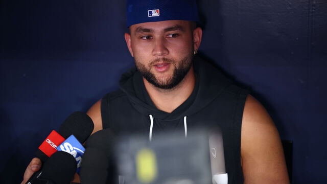 TORONTO, ON - JUNE 29: Bo Bichette #19 of the New York Mets speaks to the media on his return to Toronto before a game against the Toronto Blue Jays at Rogers Centre on June 29, 2026 in Toronto, Ontario, Canada.