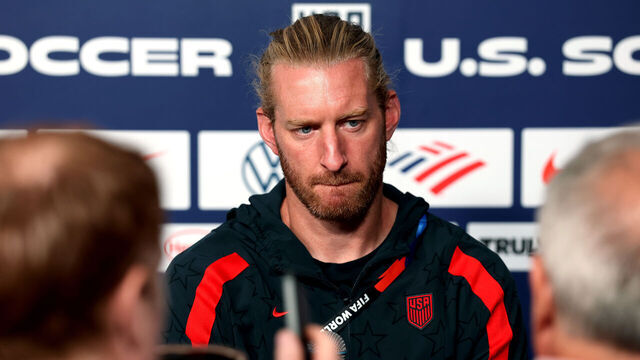 IRVINE, CALIFORNIA - JUNE 29: Tim Ream of the United States talks to the media during a training session at Great Park Sports Complex on June 29, 2026 in Irvine, California.