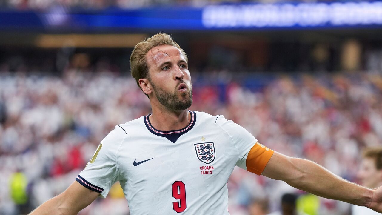 Harry Kane of England celebrates his goal during the group L match between England and Croatia at the 2026 FIFA World Cup at the Dallas Stadium in Dallas, the United States, on June 17, 2026.