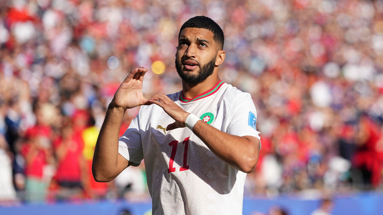 Ismael Saibari (Morocco) scores and celebrates his teams first goal during Group C FIFA World Cup 2026, Scotland and Morocco, Boston Stadium, Boston, USA on June 19 2026.