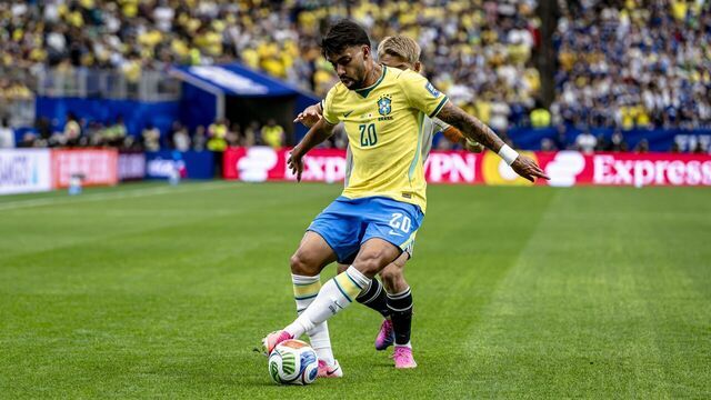 Lucas Paqueta of Brazil during the 2026 World Cup match between Brazil and Japan at Houston Stadium on June 29, 2026, in Houston, United States.