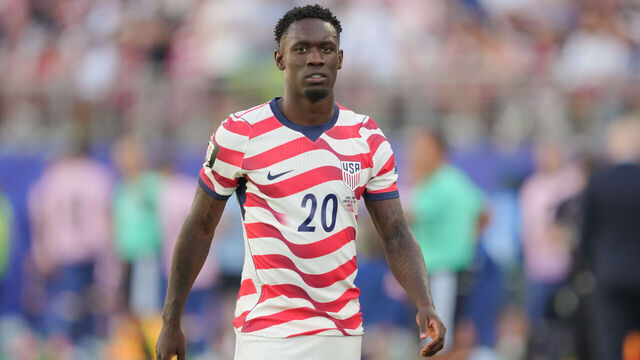 SANTA CLARA, CALIFORNIA - JULY 1: Folarin Balogun #20 of United States walks off the field after being red carded during the second half against Bosnia And Herzegovina during a FIFA World Cup 2026 Round Of 32 match at San Francisco Bay Area Stadium on July 1, 2026 in Santa Clara, California. .