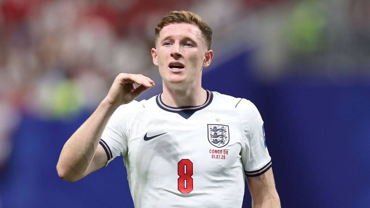 ATLANTA, GEORGIA - JULY 1: England's Elliot Anderson during the FIFA World Cup 2026 Round Of 32 match between England and Congo DR at Atlanta Stadium on July 1, 2026 in Atlanta, United States.
