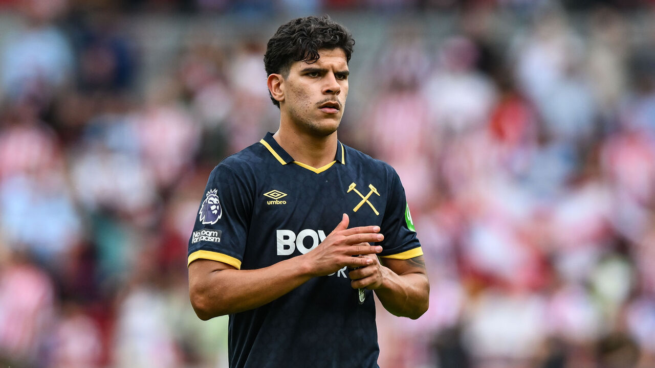 Mateus Fernandes of West Ham United is seen after the final whistle during the Premier League match between Brentford and West Ham United at the Gtech Community Stadium in Brentford on May 2, 2026.