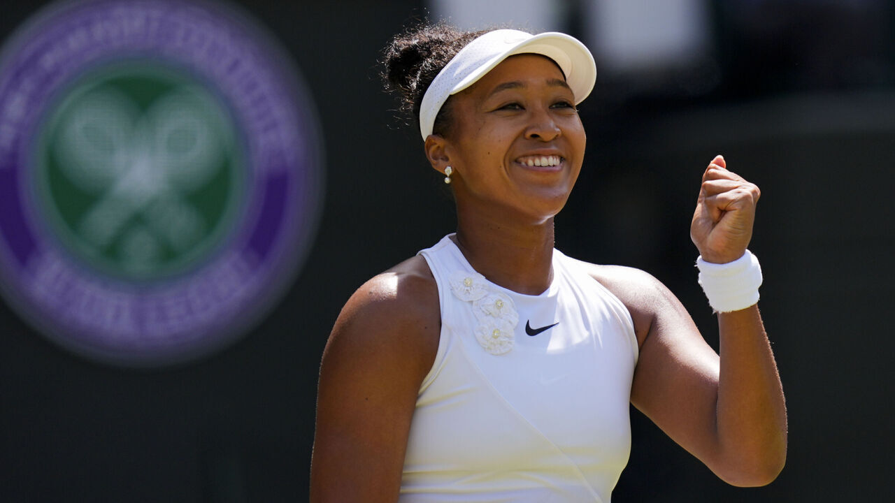 Naomi Osaka of Japan celebrates victory following her Ladies' Singles match against Daria Kasatkina of Australia on day five of the 2026 Wimbledon Championships at the All England Lawn Tennis and Croquet Club, London. Picture date: Friday July 3, 2026.