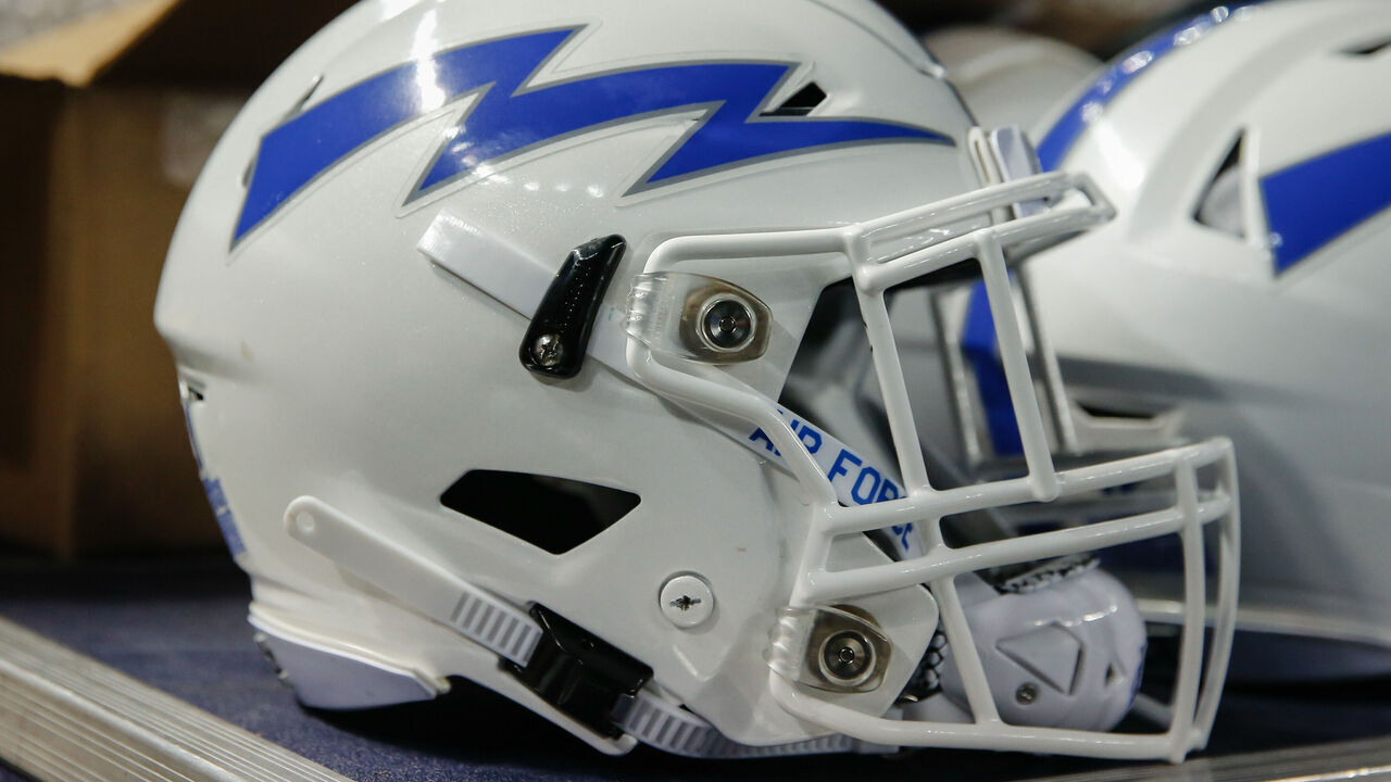 PHOENIX, AZ - DECEMBER 27: An Air Force Falcons helmet during the Cheez-It Bowl college football game between the Air Force Falcons and the Washington State Cougars on December 27, 2019 at Chase Field in Phoenix, Arizona.