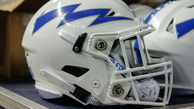 PHOENIX, AZ - DECEMBER 27: An Air Force Falcons helmet during the Cheez-It Bowl college football game between the Air Force Falcons and the Washington State Cougars on December 27, 2019 at Chase Field in Phoenix, Arizona.