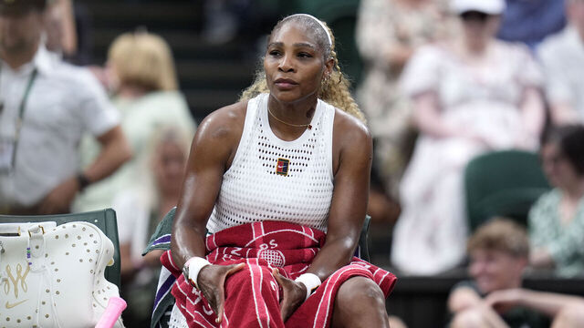 Serena Williams of the United States during a break in her Ladies' Singles match against Maya Joint of Australia on day two of the 2026 Wimbledon Championships at the All England Lawn Tennis and Croquet Club, London. Serena Williams' Wimbledon appearance in women's doubles with sister Venus is in doubt because of a knee injury. Picture date: Tuesday June 30, 2026.