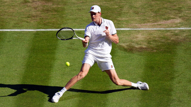 Jannik Sinner of Italy during his Gentlemen's Singles match against Jenson Brooksby of the United States on day five of the 2026 Wimbledon Championships at the All England Lawn Tennis and Croquet Club, London. Picture date: Friday July 3, 2026.